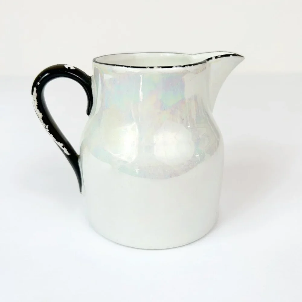 Vintage Three Crown China Germany Creamer Pitcher Iridescent Lusterware Vase